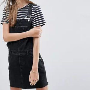 ASOS Denim Overall Dress in Washed Black